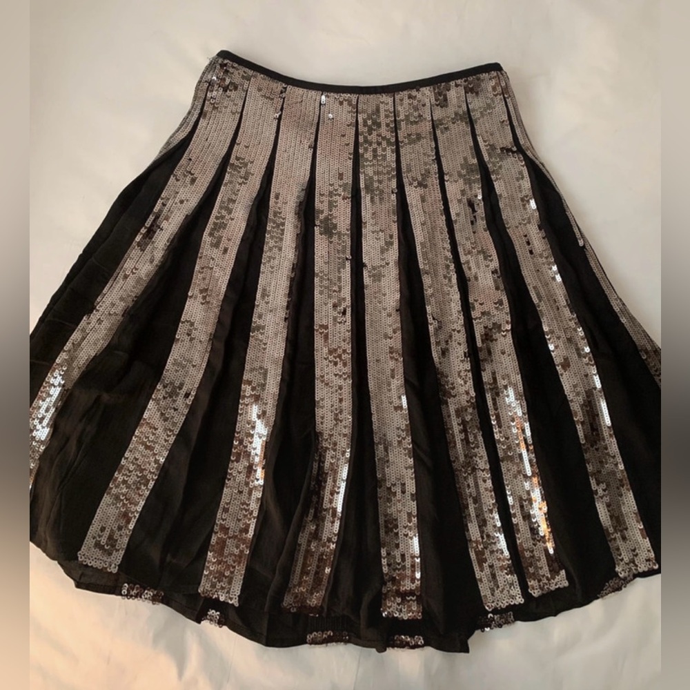 Pleated Sequined Mini Skirt